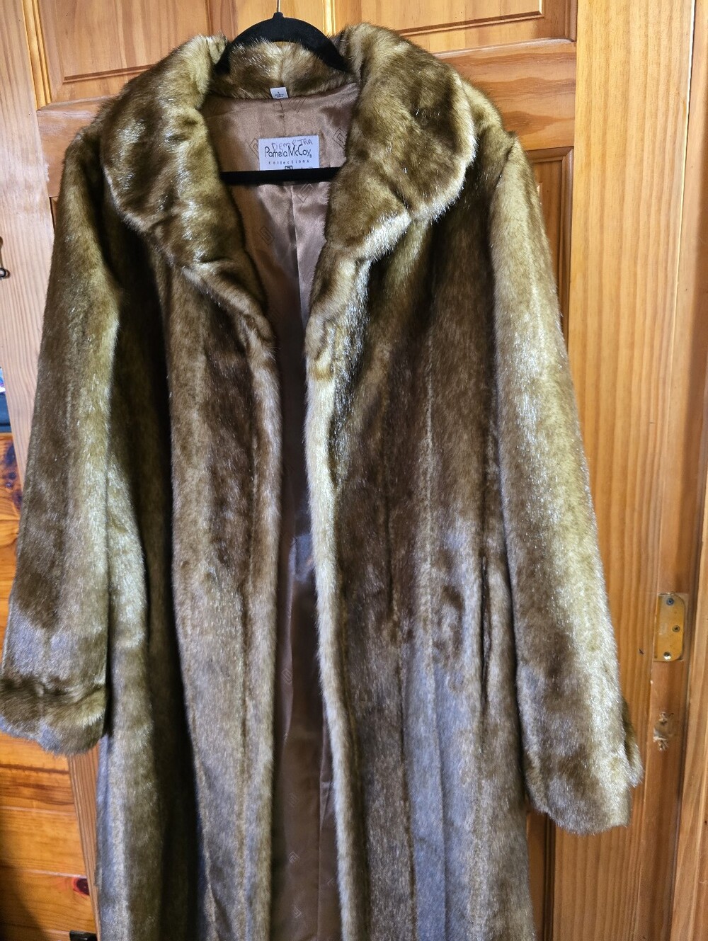 Vintage Pamela McCoy Faux Mink Full Length Coat Large - Picture 5 of 15